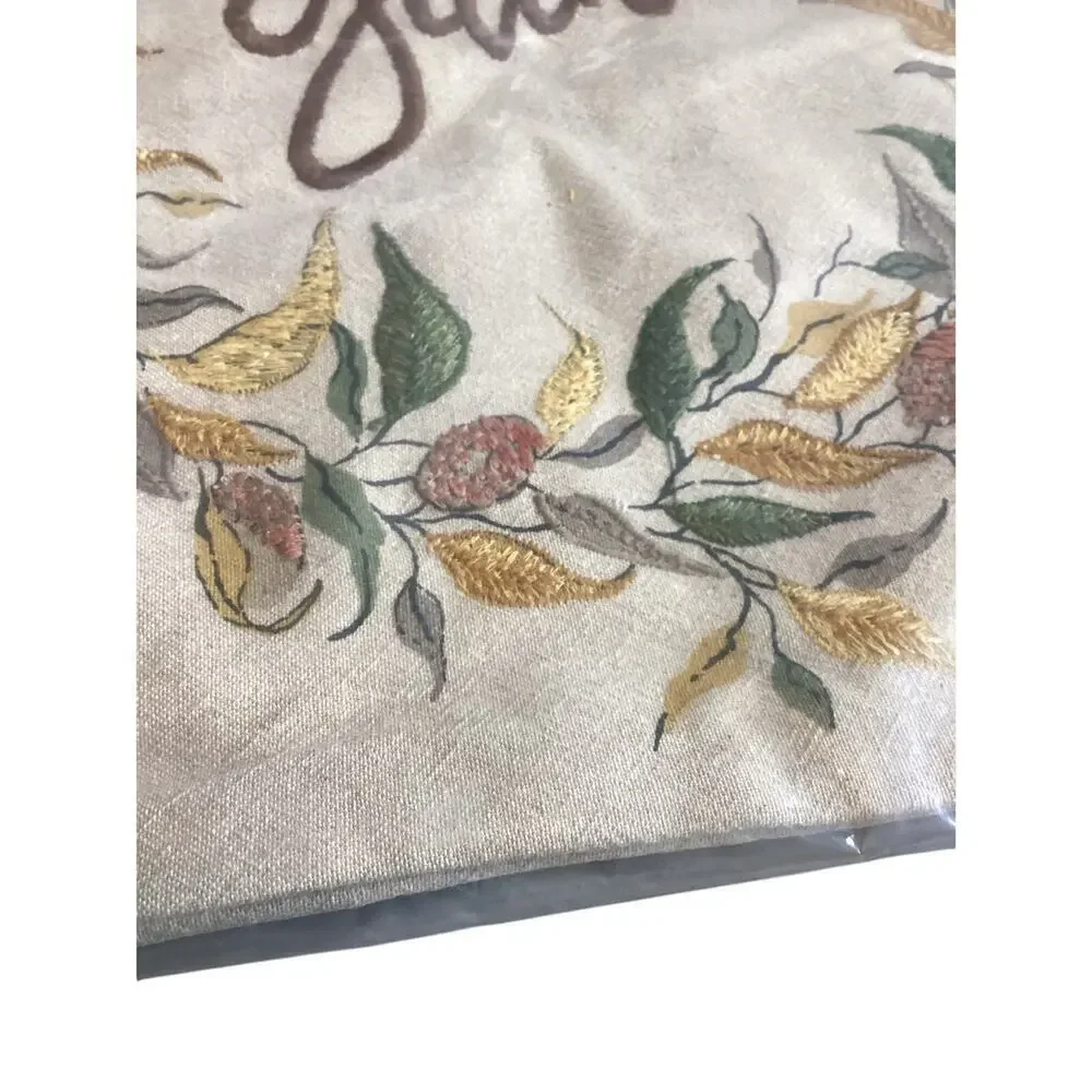 Embroidered Pillow Cover Gather Floral Thanksgiving‎ Fall Farmhouse Country NEW